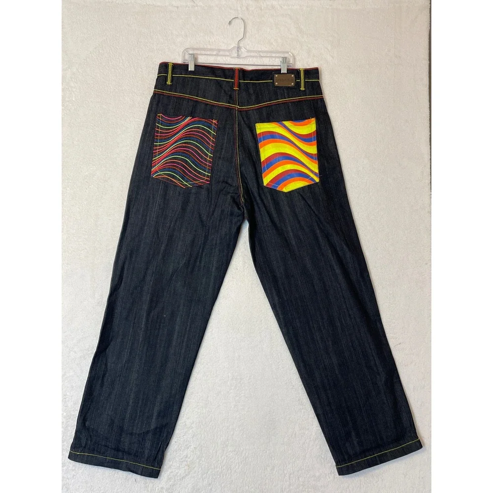 Dodeca Genuine Jeans Mens 40x34 Dark Wash Baggy Wide Leg Y2K Hip Hop Streetwear